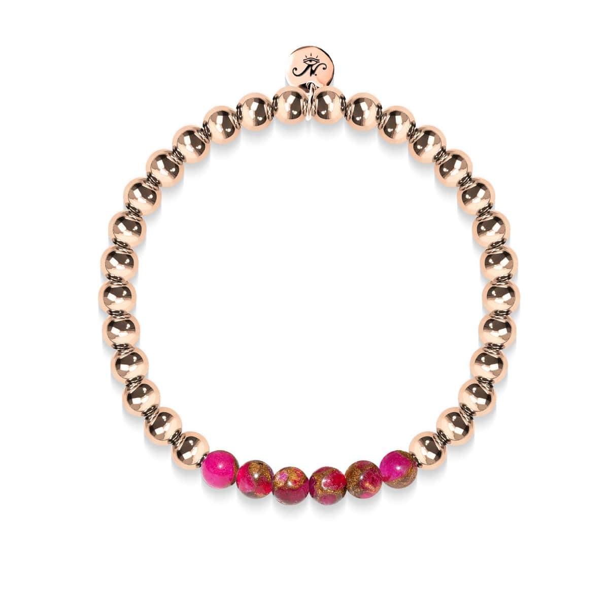 Inspiré | Or rose 18 carats | Nouvelle Agate Rouge | Bracelet d'expression de pierres précieuses